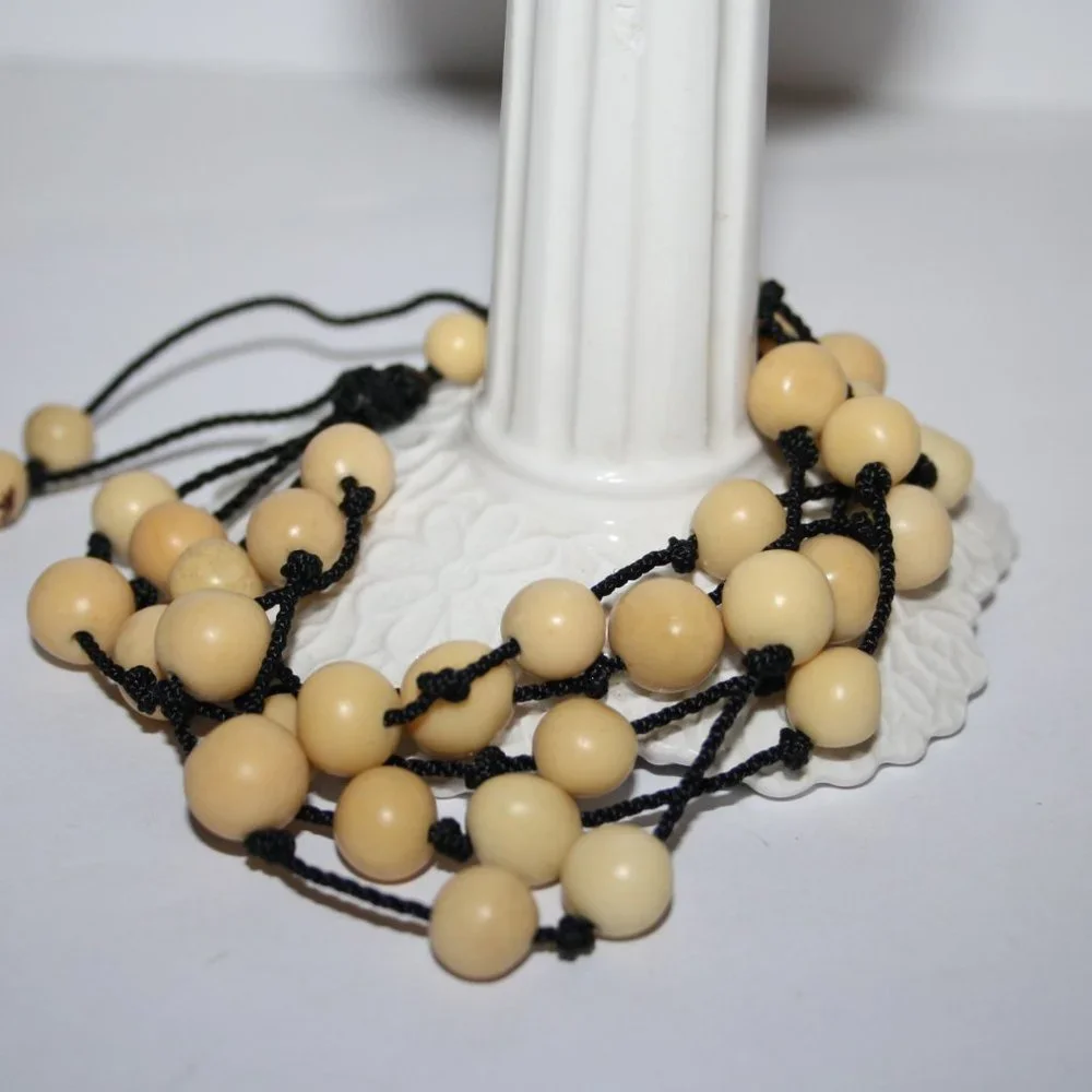 🖤 Wooden Beaded + Black Cord Bracelet · Adjustable · 8